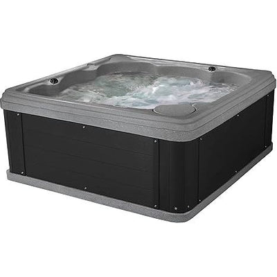 Essential Hot Tubs - Shoreline Lounger 24 Jet 6-Person Lounge Seating with Massage Features, 74.5 x 74.5 x 32-Inches, 120V, Grey Granite with Black Wrap