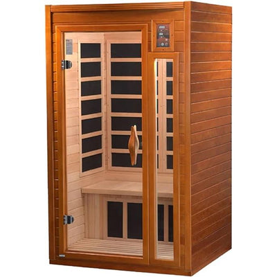 Dynamic Barcelona 1 to 2 Person Hemlock Wood Low EMF FAR Infrared Sauna For Home with LED Control Panel and Tempered Glass Door